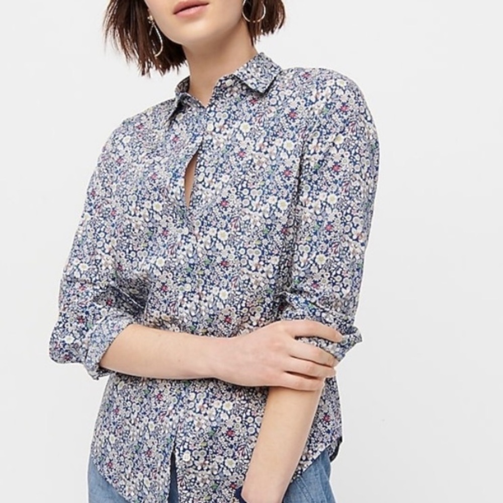 J. Crew Blue and White Floral women’s  Shirt